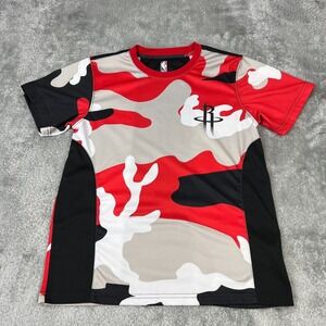 Houston Rockets Shirt Boys Large Black Camo Basketball NBA Stretch Athletic